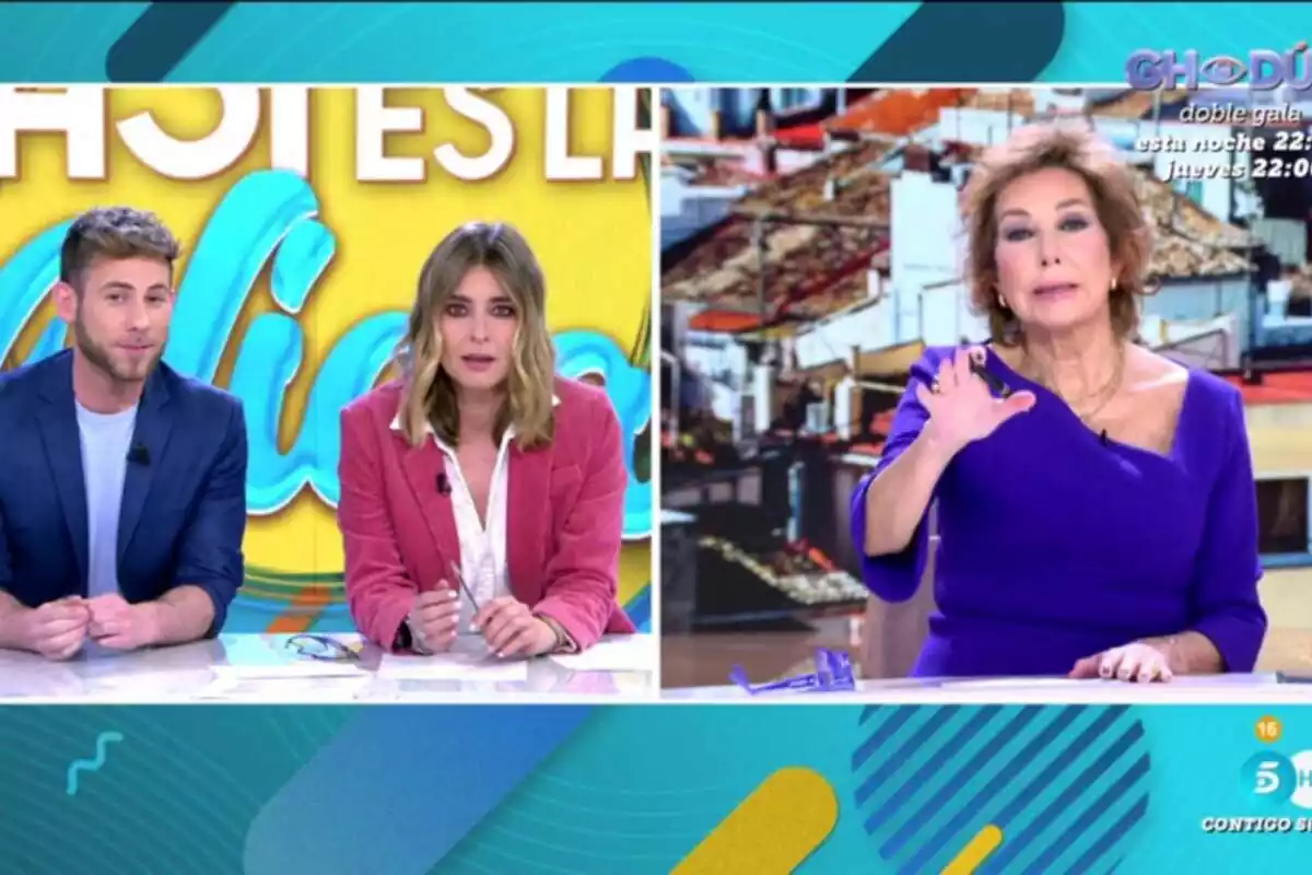 Captura de la conexión de Ana Rosa desde TardeAR con César Muñoz y Sandra Barneda en Así es la Vida de Telecinco