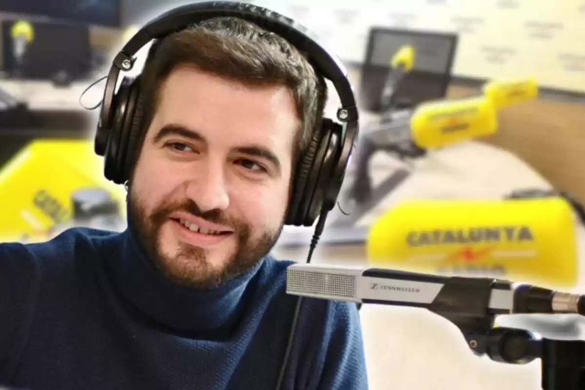 Fotomontaje de Ricard Ustrell y una imagen de un estudio de Catalunya Ràdio