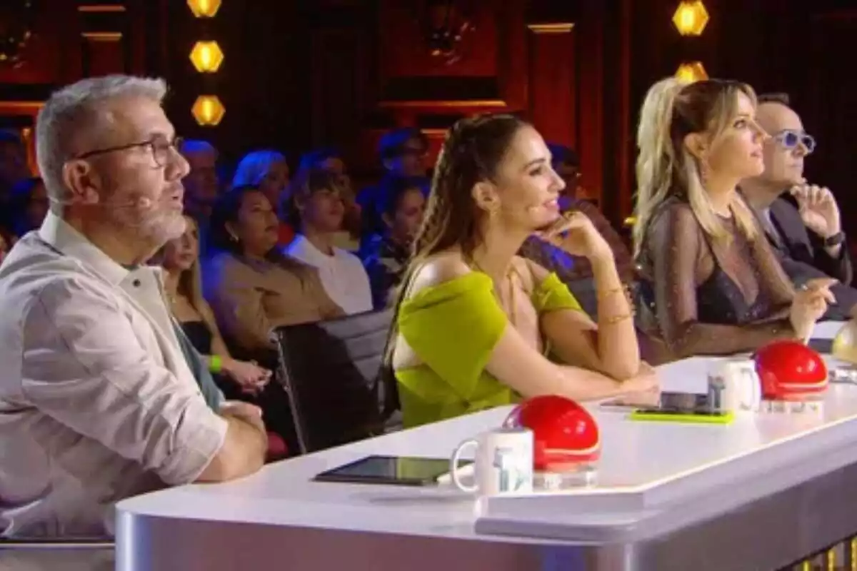 Flo, Paula Echevarría, Edurne y Risto durante la primera audición de Got Talent 9