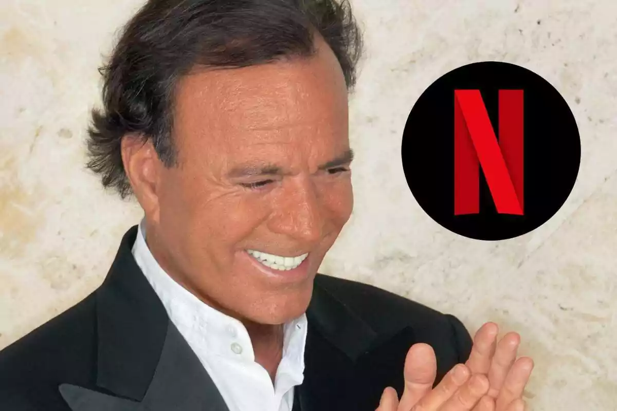 Montaje de Julio Iglesias con el logo de Netflix