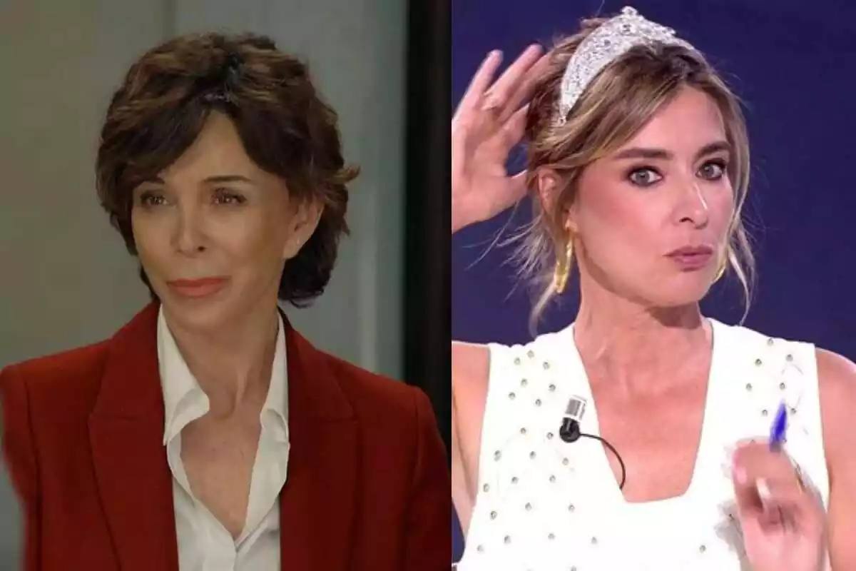 Montaje de fotos de Lydia Bosch y Sandra Barneda, ambas con rostro neutro, peleando por las audiencias del martes 7 de julio de 2023