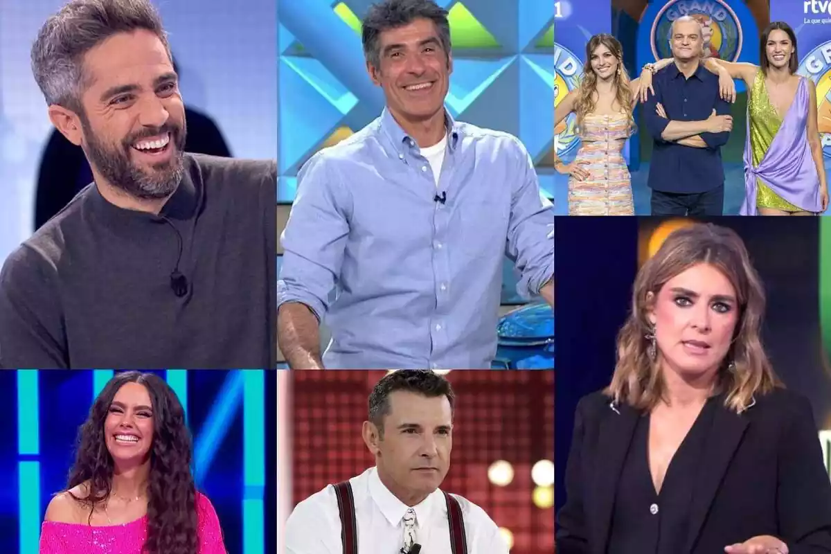 Montaje de Roberto Leal, Jorge Ferndánez, Ramón García, Cristina Pedroche, Sandra Barneda y Jesús Vázquez
