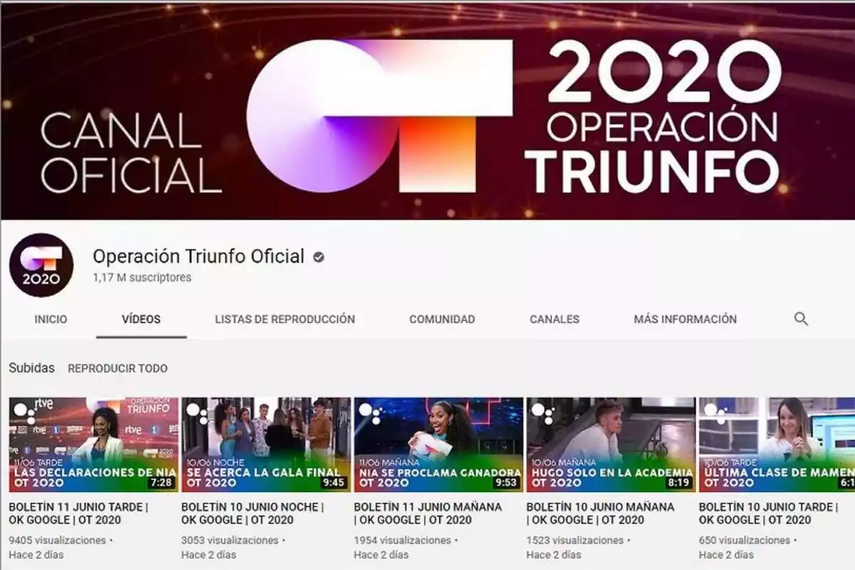 Canal de YouTube de 'Operación Triunfo'