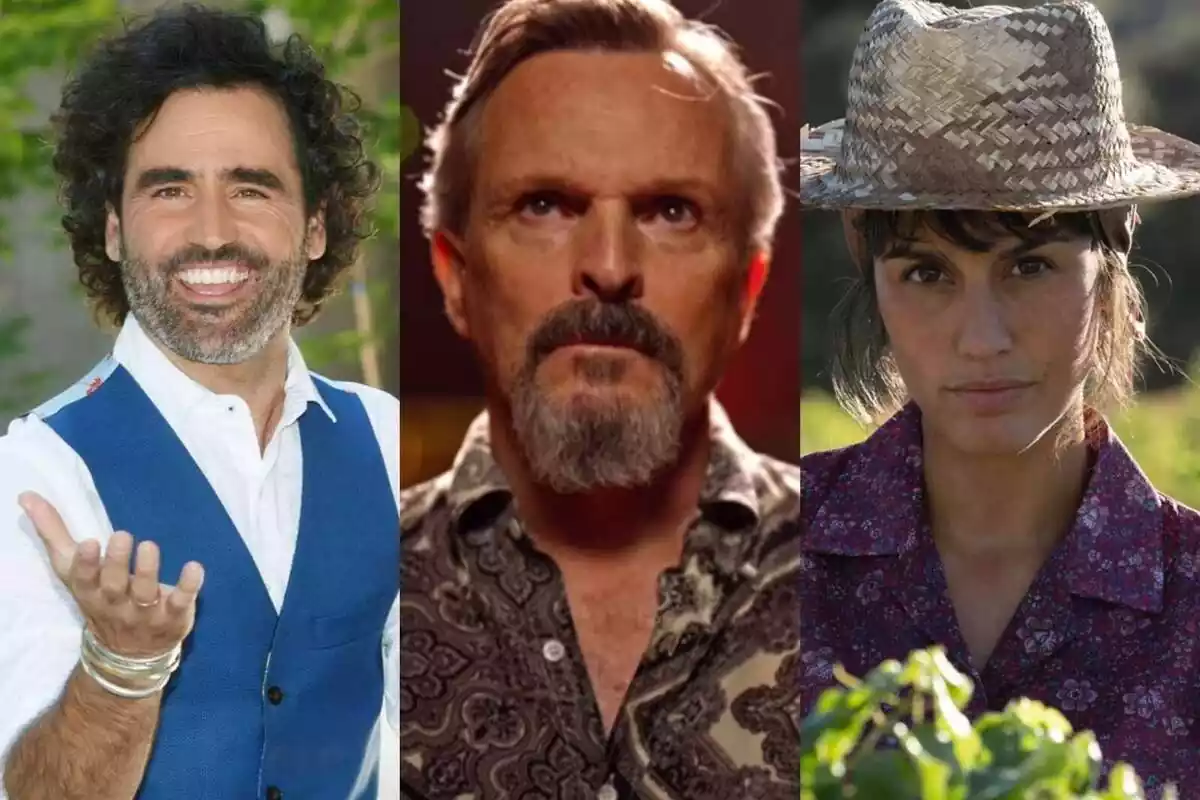 Montaje de Raúl Gómez, Miguel Bosé y Megan Montaner