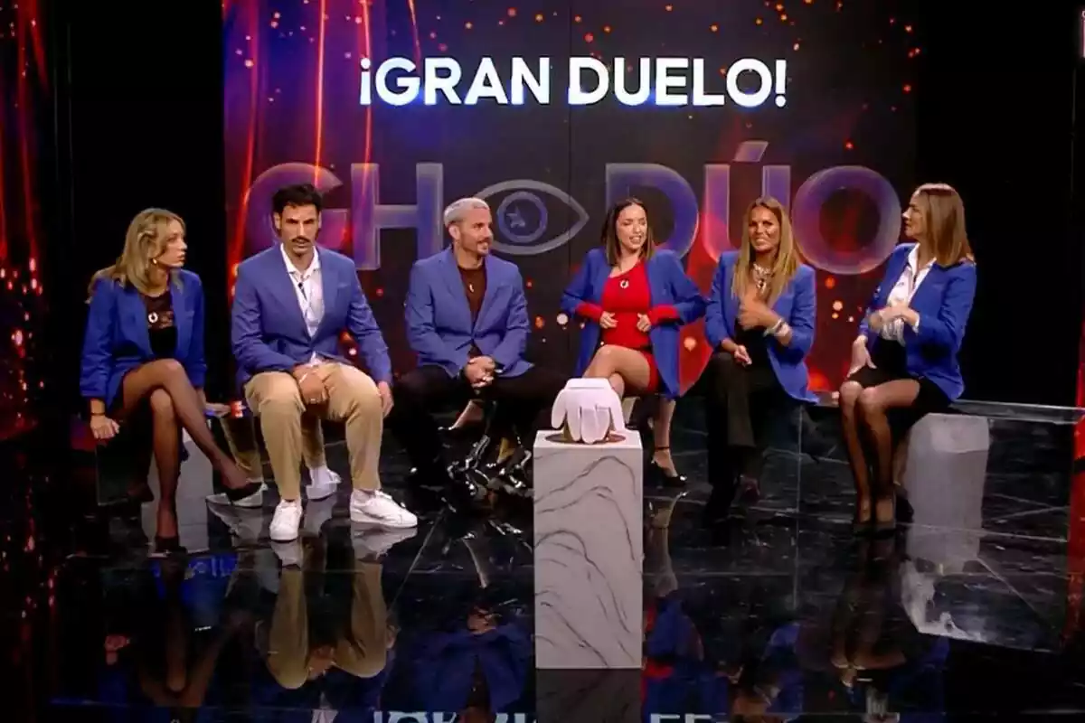 Captura de los semifinalistas de GH DÚO: Lucía Sánchez, Manuel González, Mayka Rivera, Elena Rodríguez, Marta López y Asraf Beno