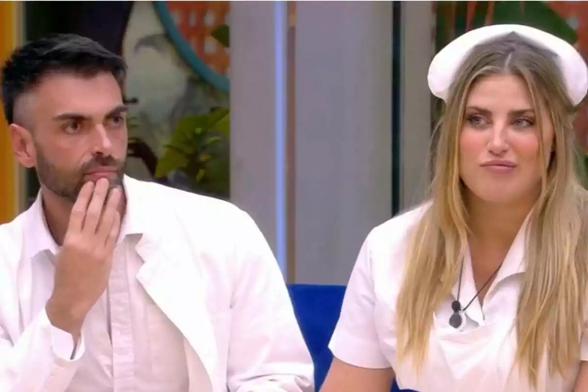 Susana Bianca y Zeus Montiel durante el debate de GH VIP en Telecinco
